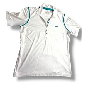 EP Pro Tour Tech Golf Polo Shirt Women's Short Sleeve  - White Aqua - Size M